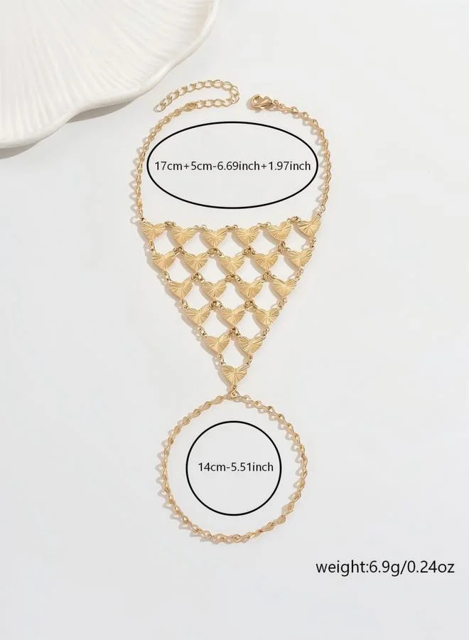 Take Two  Gold Heart Link Chain Ring Bracelet for Women | Best Price UAE