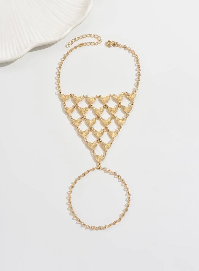 Take Two Gold Heart Link Chain Ring Bracelet