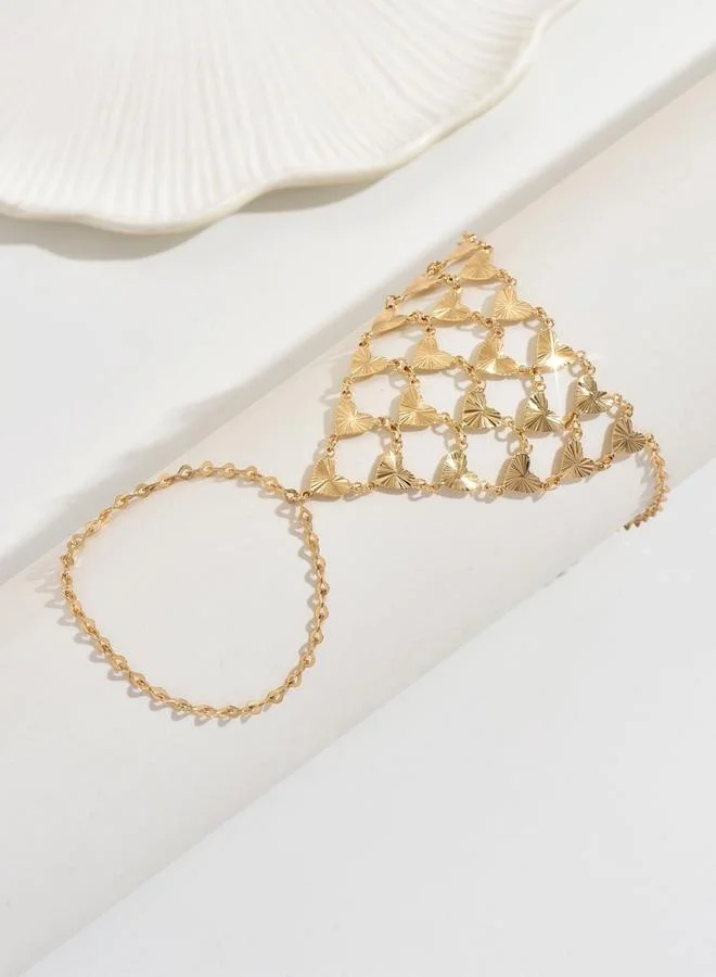 Take Two  Gold Heart Link Chain Ring Bracelet for Women | Best Price UAE