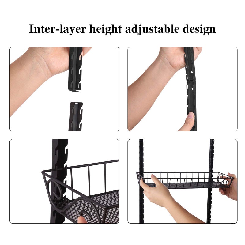 SWOMMOLY Adjustable Wall Mount Spice Rack, 6-Tier Dual-use (Multi-use) Organizer, Black - Image 4