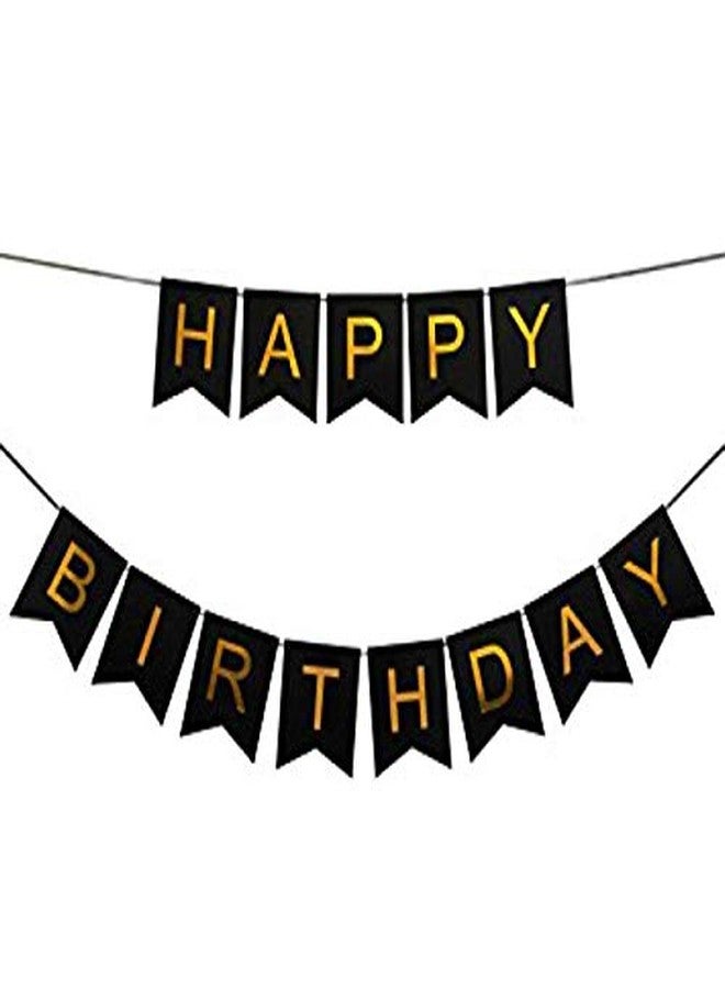 HK balloons Happy Birthday Black Banner With 50 pcs Metallic Black Gold Latex Balloons for birthday decorations (Pack of 51) - Image 2