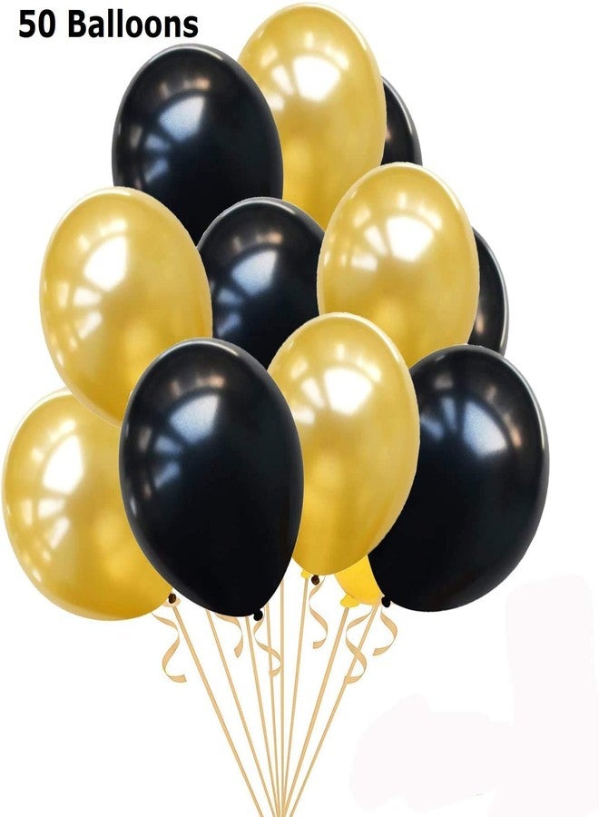 HK balloons Happy Birthday Black Banner With 50 pcs Metallic Black Gold Latex Balloons for birthday decorations (Pack of 51) - Image 3