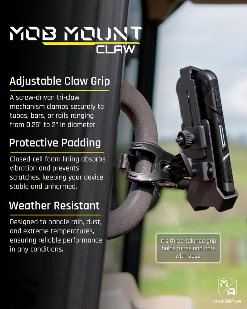 Mob Armor Mob Mount Claw with 360Â° Rotation - Universal Phone Mounting Clamp for Motorcycle, Jeep, Dirt Bike, Car, ATV, Boat, Truck, Emergency Vehicle - Large, Black - Image 2