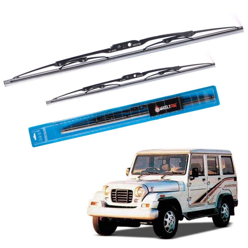 Wheelyfine Windshield Car Wiper Blades Metal Frame Water Repellant Cleaning Wiper Blades Refills Best for Mahindra Armada (1995-2000) Dr 12"/Pa 12" - Image 1