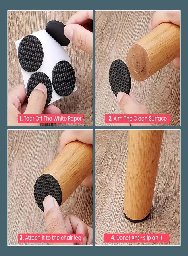 Defflo Furniture Pads Kit || Round Rubber Floor Protector Non Slip Furniture Pads Sofa Bed, Dining Table,Dining Chairs Balance Pad Noise Insulation Pad,2 CM, Black, 32 Pcs (32, Round) - Image 5