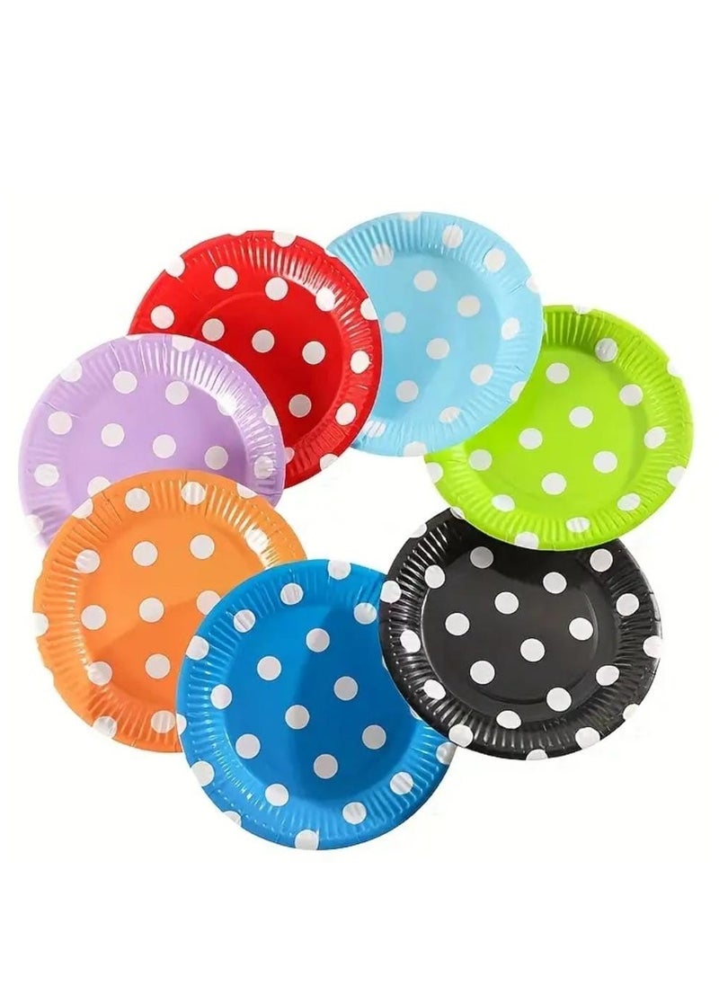 Paper Plates Decorated With Dots, 10 Pieces
