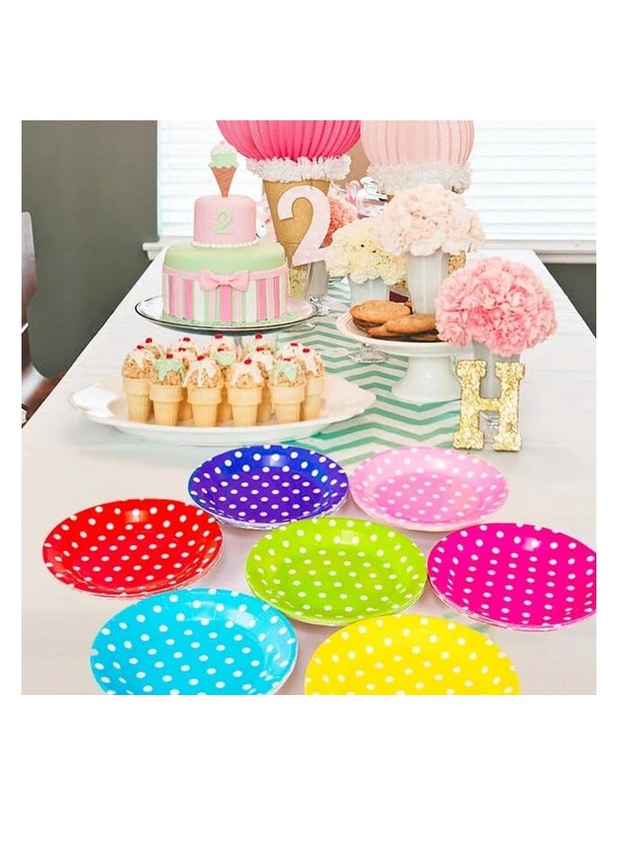 Paper Plates Decorated With Dots, 10 Pieces