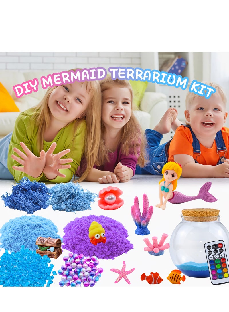 CALL PLAY Mermaid Terrarium Kit for Girls - DIY Glowing Night Light with Ocean Theme Decor, Creative Fairy Garden Craft Set, Magical LED Mini Jar for Bedroom & Home Decor  - Image 2