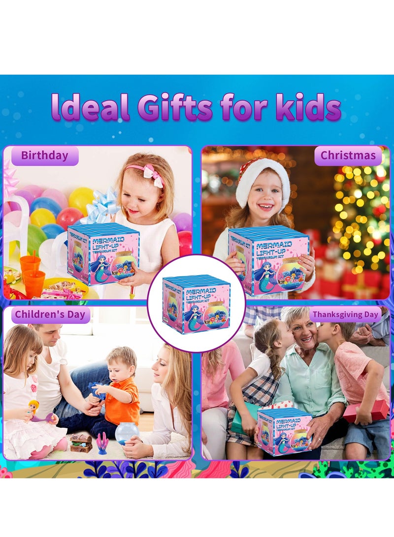 CALL PLAY Mermaid Terrarium Kit for Girls - DIY Glowing Night Light with Ocean Theme Decor, Creative Fairy Garden Craft Set, Magical LED Mini Jar for Bedroom & Home Decor  - Image 3