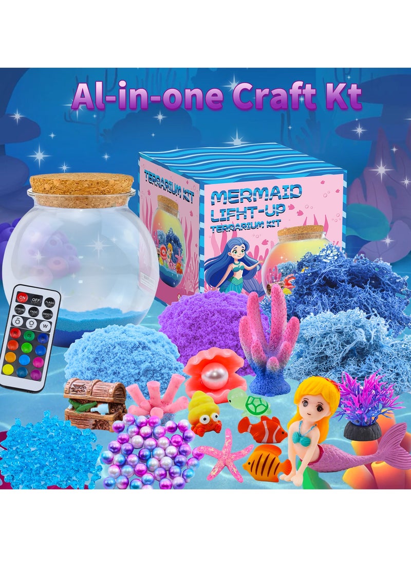 CALL PLAY Mermaid Terrarium Kit for Girls - DIY Glowing Night Light with Ocean Theme Decor, Creative Fairy Garden Craft Set, Magical LED Mini Jar for Bedroom & Home Decor  - Image 4