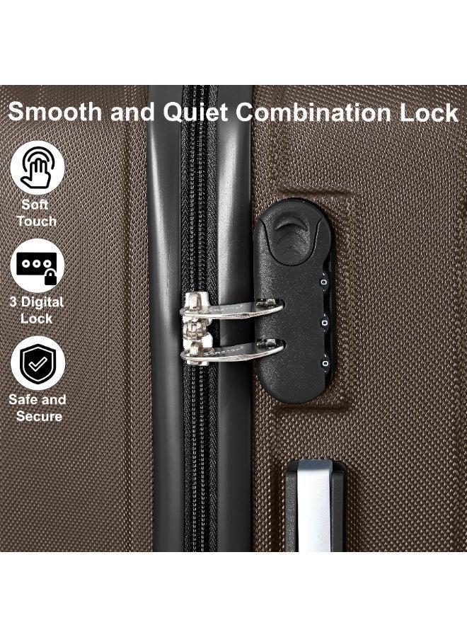 SENATOR Hard Case Travel Bag Large Checked Luggage Trolley ABS Lightweight Suitcase with 4 Spinner Wheels KH132, Coffee - Image 5