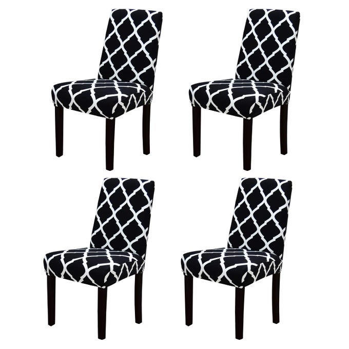 STRETCH DINING CHAIR COVERS REMOVABLE WASHABLE SEAT PARSON CHAIR PROTECTOR SLIPCOVER FOR DINING ROOMPARTYBANQUETHOTELCEREMONY SET OF 4 STYLE 17
