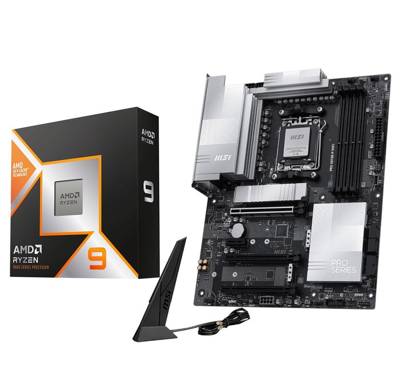 MICRO CENTER AMD Ryzen 9 9950X3D CPU Processor with MSI PRO X870E-P WiFi Motherboard (ATX, AM5, DDR5, PCIe 5.0 x16, M.2 Gen5, Wi-Fi 7) - Image 1