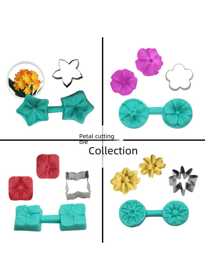 Specially For Simulation Petal Silicone Mold Clamping Mold Flip Sugar Decorative Five-petal Flower-shaped Stainless Steel Cutting Mold Set-Color:（18g）SS-92+VM216 - Image 2