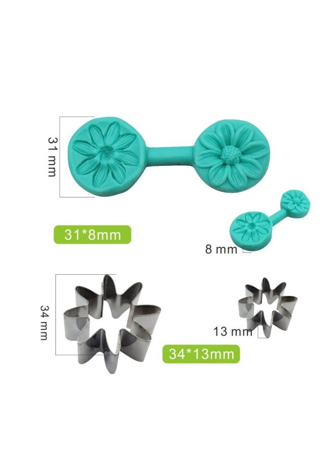 Specially For Simulation Petal Silicone Mold Clamping Mold Flip Sugar Decorative Five-petal Flower-shaped Stainless Steel Cutting Mold Set-Color:（18g）SS-92+VM216 - Image 1