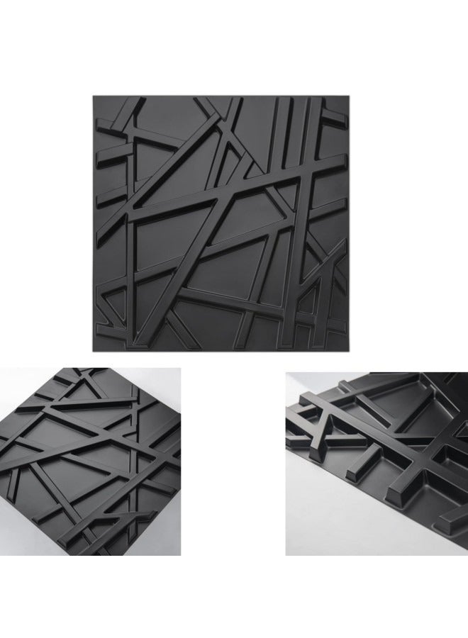 GGEROU Decorative 3D Wall Panels,PVC 3D Wall Panel Diamond, 3D Textured Wall Panels, 50 * 50cm, 12 Pack Black - Image 1