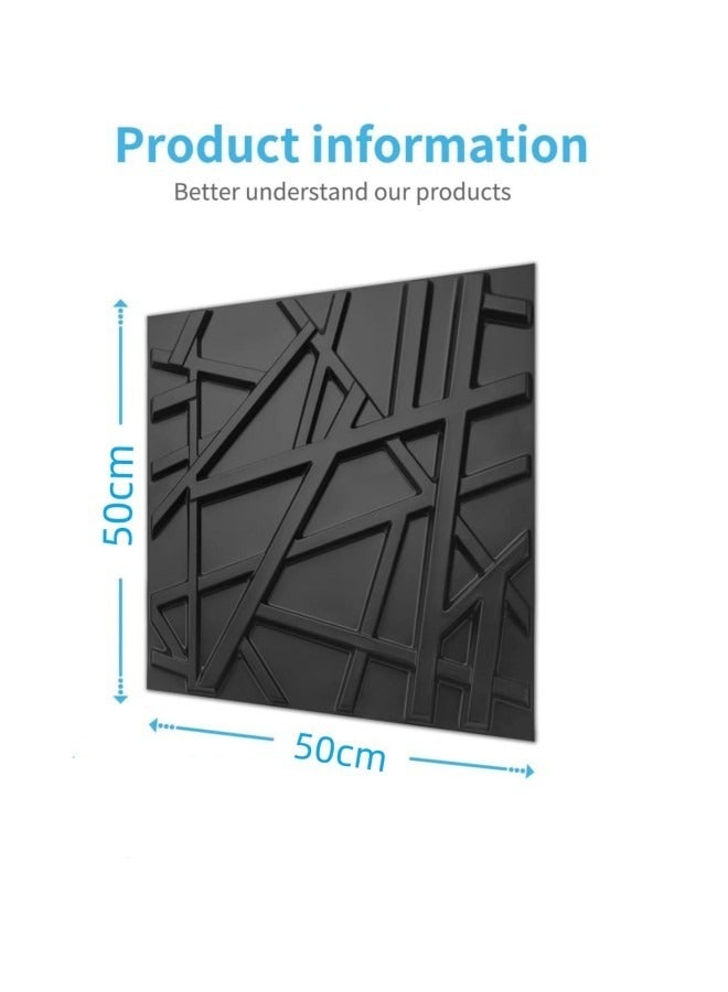 GGEROU Decorative 3D Wall Panels,PVC 3D Wall Panel Diamond, 3D Textured Wall Panels, 50 * 50cm, 12 Pack Black - Image 2