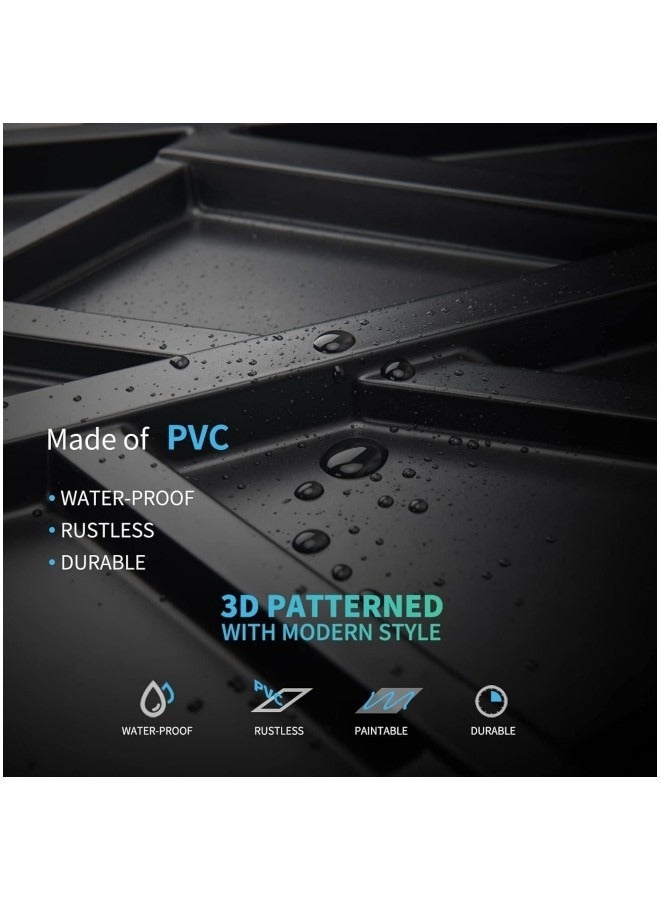 GGEROU Decorative 3D Wall Panels,PVC 3D Wall Panel Diamond, 3D Textured Wall Panels, 50 * 50cm, 12 Pack Black - Image 3