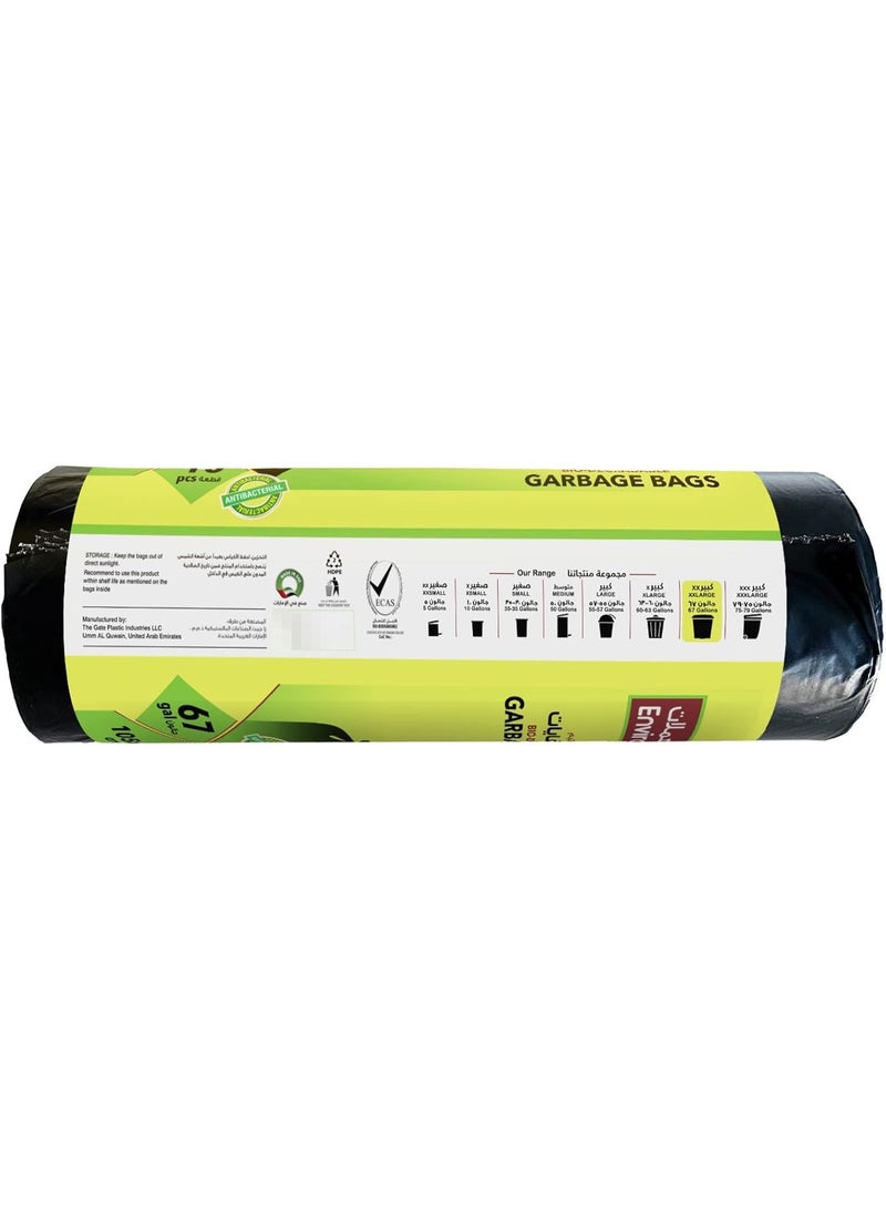 EnviroShield Biodegradable & Antibacterial 67 Gallon Garbage Bags Roll 10 Bags Multicolour - Image 2