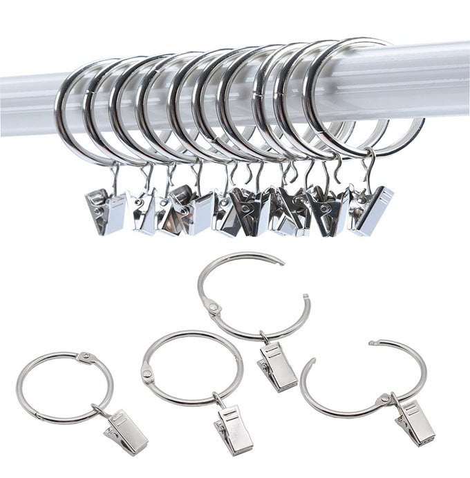 40 PACK OPENABLE CURTAIN RINGS WITH CLIPS METAL HANGERS RING DRAPERY CLIPS HOOKS DECORATIVE CURTAIN ROD CLIPS HANGERS 15 INCH INTERIOR DIAMETER EYELETSSILVER15