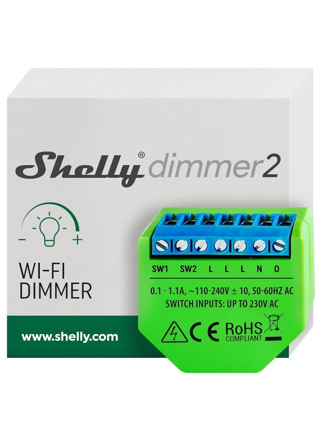 Shelly - Dimmer 2 | WiFi Smart Dimmer Switch | No Neutral Wire Required | Home Automation | Compatible with Alexa  Google Home | iOS Android App| No Hub Required | Wireless Switch| Dimmable Lights - Image 1
