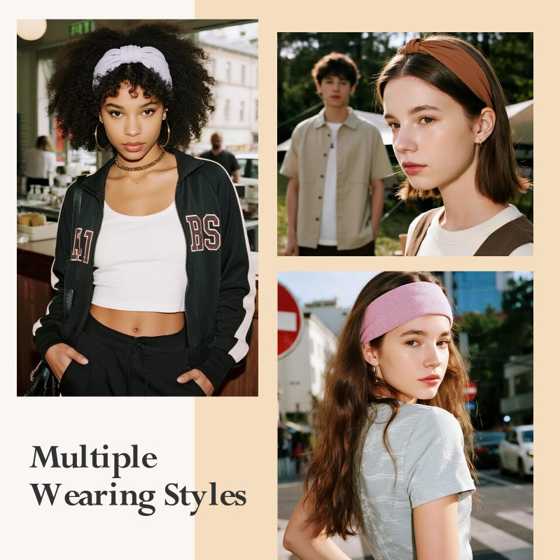 HSEM Headbands for Women, Wide Elastic Head Bands, Non-Slip Thick Hair Bands, Sports Stretchy Sweat Bands, Large Knotted Soft Headband for Washing Face, Makeup, Workout, Spa, Running, Fashion, 6-Pack - Image 5