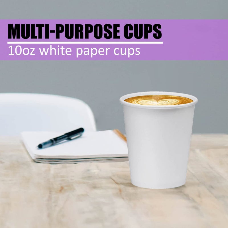 Smygoods 10 oz. White Paper Hot Cups  Disposable Paper Cups  Espresso Cups  100 Count - Image 2
