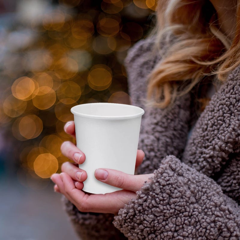Smygoods 10 oz. White Paper Hot Cups  Disposable Paper Cups  Espresso Cups  100 Count - Image 5