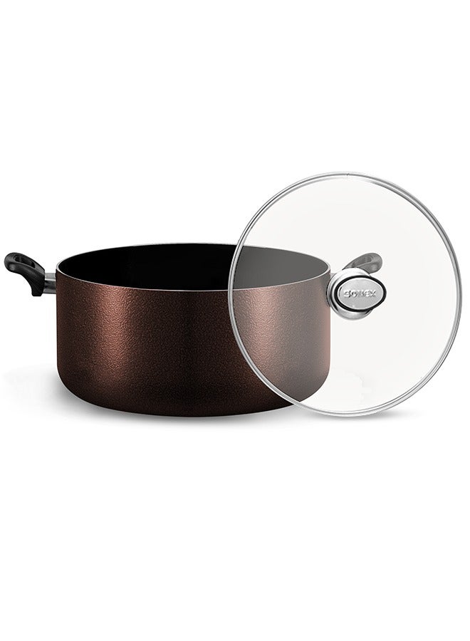 SONEX طاجن سونيكس غير لاصق 22 سم مع غطاء - سعة 3.5 لتر، خالي من PFOA، طلاء تيفلون نيفرستيك بلس، هيكل خارجي متين من المينا، آمن في غسالة الصحون، يخدم 3-4 أشخاص - Image 2