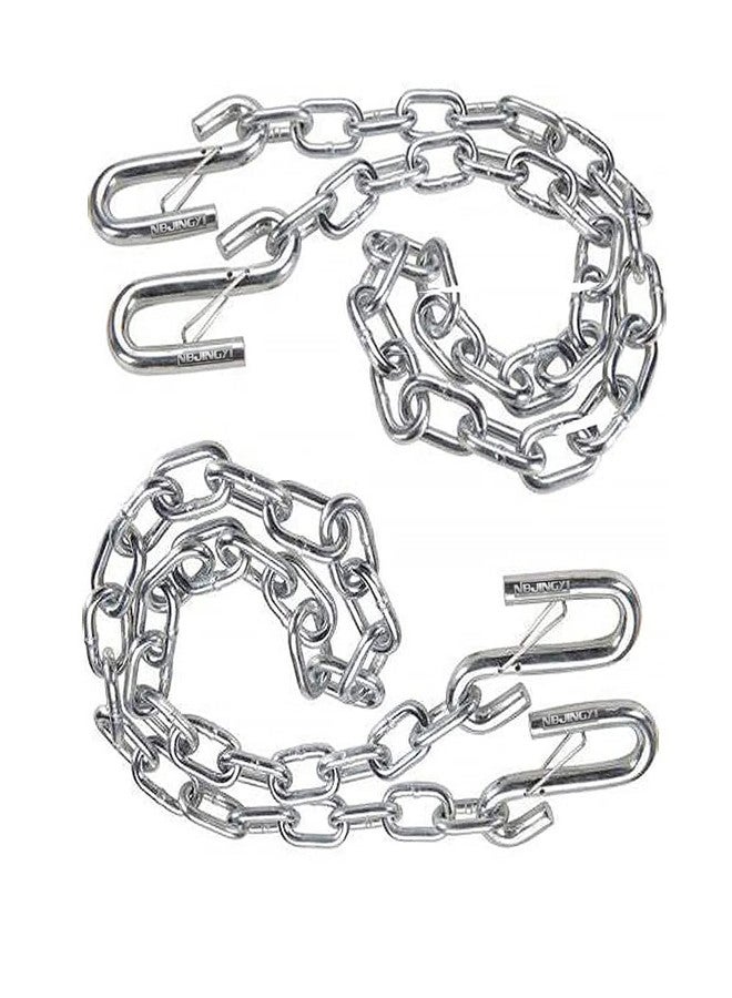 NBJINGYI 3/16" X 48" Trailer Safety Chain with Spring Clips Grade 30 with 2 S Hook 2PCS - Image 1