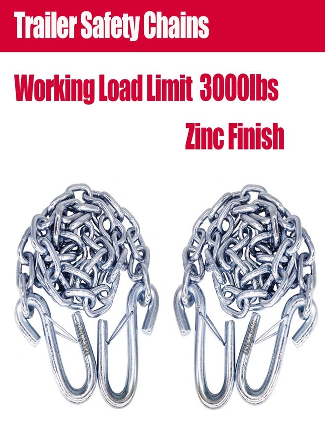 NBJINGYI 3/16" X 48" Trailer Safety Chain with Spring Clips Grade 30 with 2 S Hook 2PCS - Image 2
