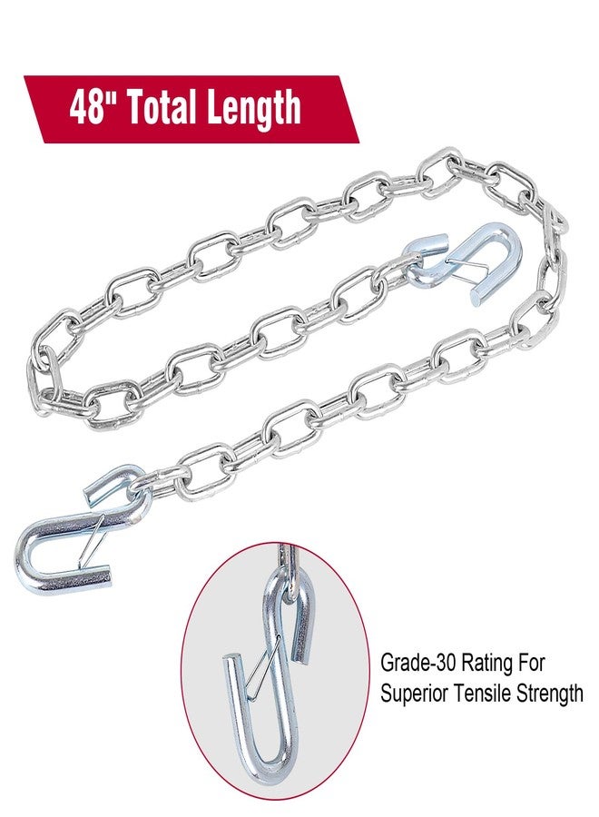 NBJINGYI 3/16" X 48" Trailer Safety Chain with Spring Clips Grade 30 with 2 S Hook 2PCS - Image 3
