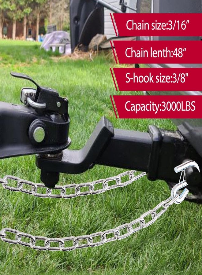 NBJINGYI 3/16" X 48" Trailer Safety Chain with Spring Clips Grade 30 with 2 S Hook 2PCS - Image 5