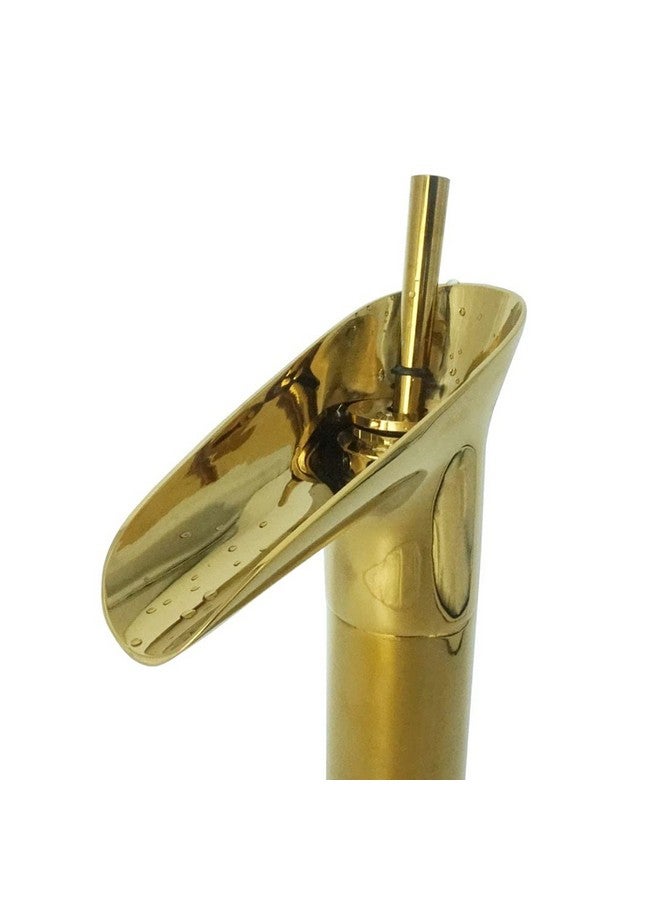 Marcoware Waterfall Antique Single Lever Basin Mixer Tap with Provision for Hot and Cold Water, Gold, Polished Finish - Image 4