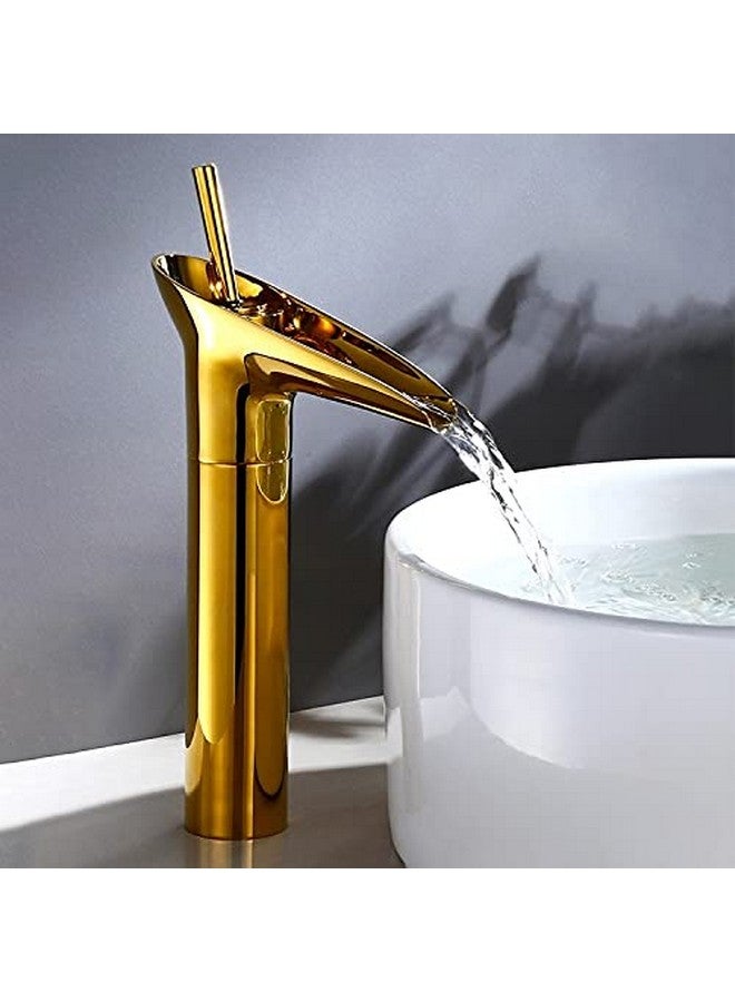Marcoware Waterfall Antique Single Lever Basin Mixer Tap with Provision for Hot and Cold Water, Gold, Polished Finish - Image 1
