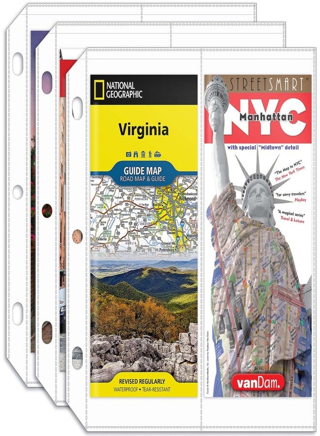 tutata Folded Map Sleeves, Map Protector, Envelopes Page for 3-Ring Binders, Brochure Holder with 4.5" x 11" Pockets, 20PCS - Image 1