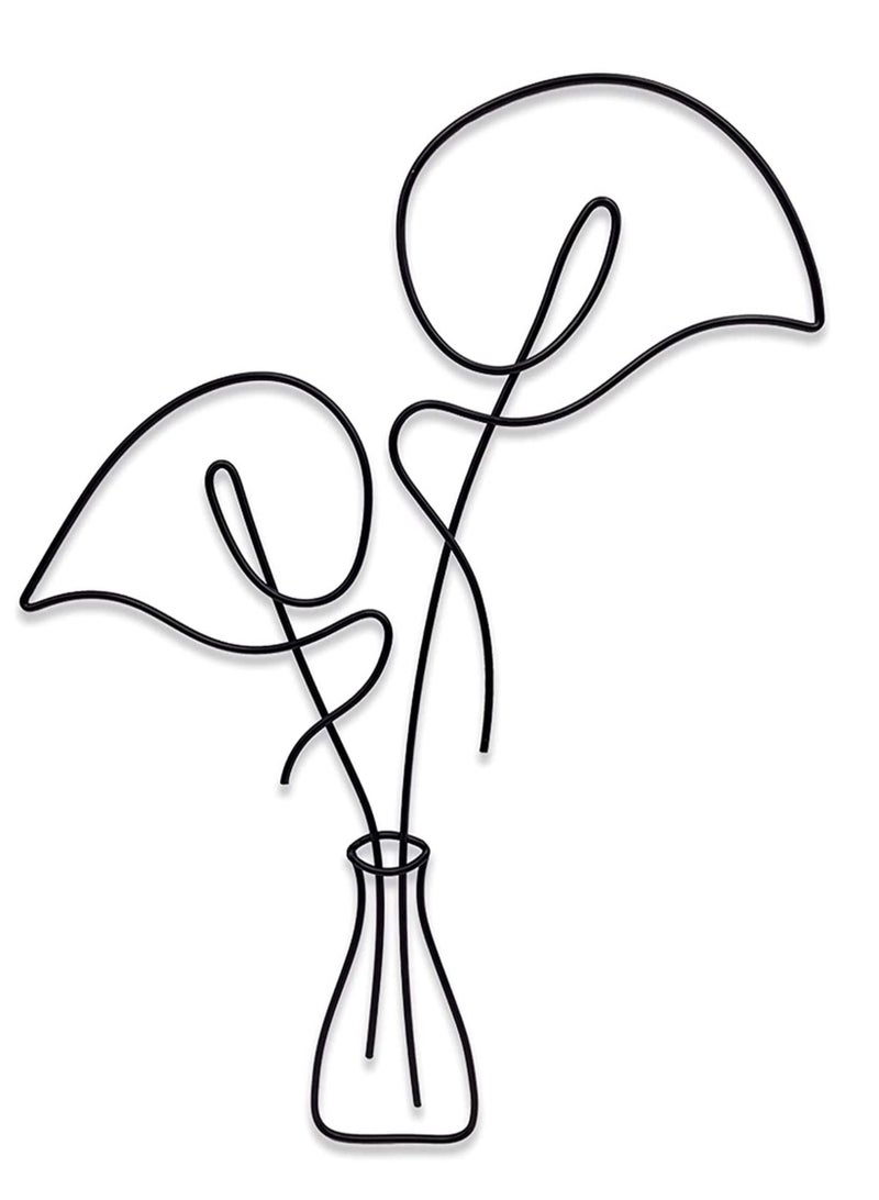 Captaintech Metal Flower Wall Decor Boho Metal Wall Art Minimalistic Plant Wall Decor Bedroom Living Room Wall Decor (Calla) - Image 1