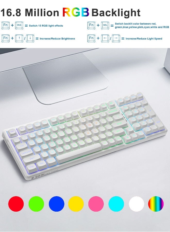 Z99 Creamy Mechanical Keyboard, Hot Swappable, Pre-lubed Linear Switches, Gasket Structure with Sound Dampening Foam, RGB Backlit, 99 Keys Wired Custom Gaming Keyboard for PC/Mac,White  - Image 4