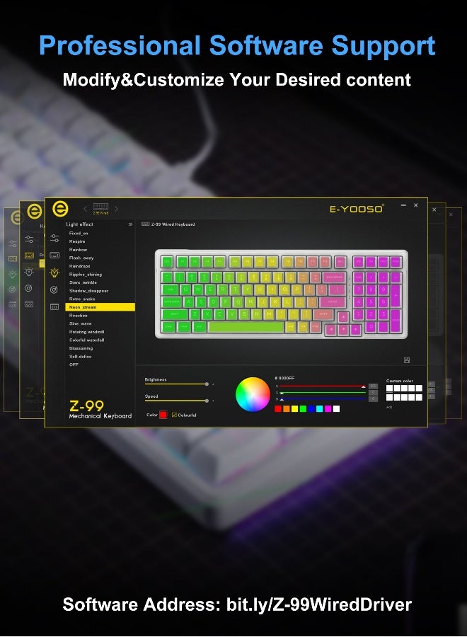 Z99 Creamy Mechanical Keyboard, Hot Swappable, Pre-lubed Linear Switches, Gasket Structure with Sound Dampening Foam, RGB Backlit, 99 Keys Wired Custom Gaming Keyboard for PC/Mac,White  - Image 5