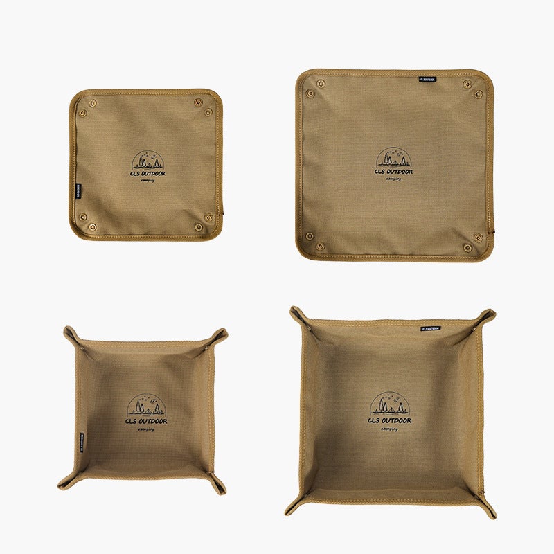 CLS outdoor camping storage tray home Travel storage box camping portable folding Square Sundries storage tray(Khaki-medium M) - Image 4