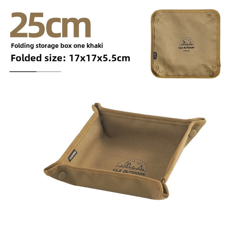 CLS outdoor camping storage tray home Travel storage box camping portable folding Square Sundries storage tray(Khaki-medium M) - Image 1
