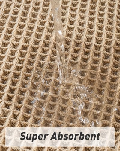 AMOAMI Upgraded Waffle Bath Mat, Super Absorbent Non Slip Bath Mats for Bathroom Floor, Machine Washable Bathroom Rugs with Tassels, Rubber Backed Bathroom Mats, Ultra Soft, 18" x 30", Brown - Image 2