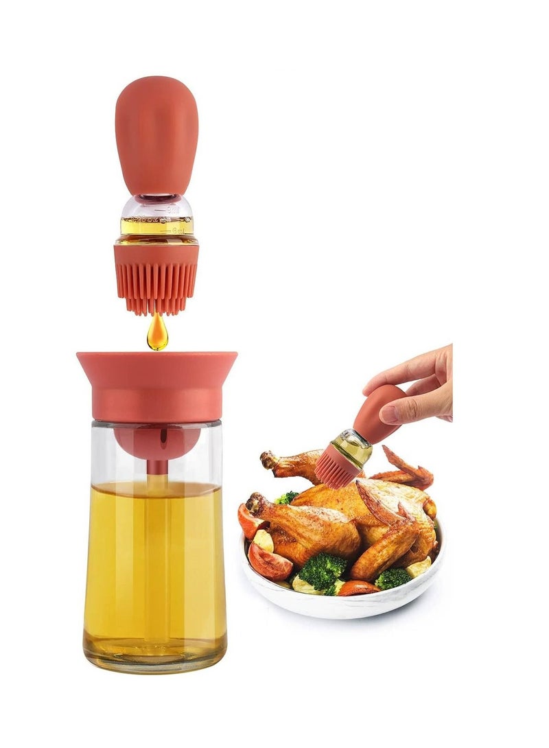 AMM Oil Dispenser with Brush - Glass Olive Oil Dispenser for Kitchen Oil Dispenser Bottle with Silicone Basting Brush for Cooking Vinegar Sauce BBQ Grill Frying - Image 1