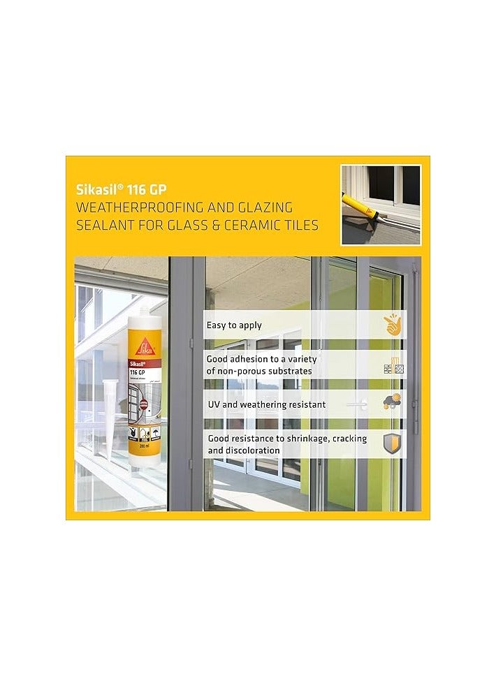 درافل سيكا - مانع تسرب سيليكوني متعدد الأغراض للتزجيج والعزل الجوي - سيكاسيل-١١٦ جي بي شفاف - معالج بالأسيتوكسي - عبوة ٢٨٠ مل - Image 3