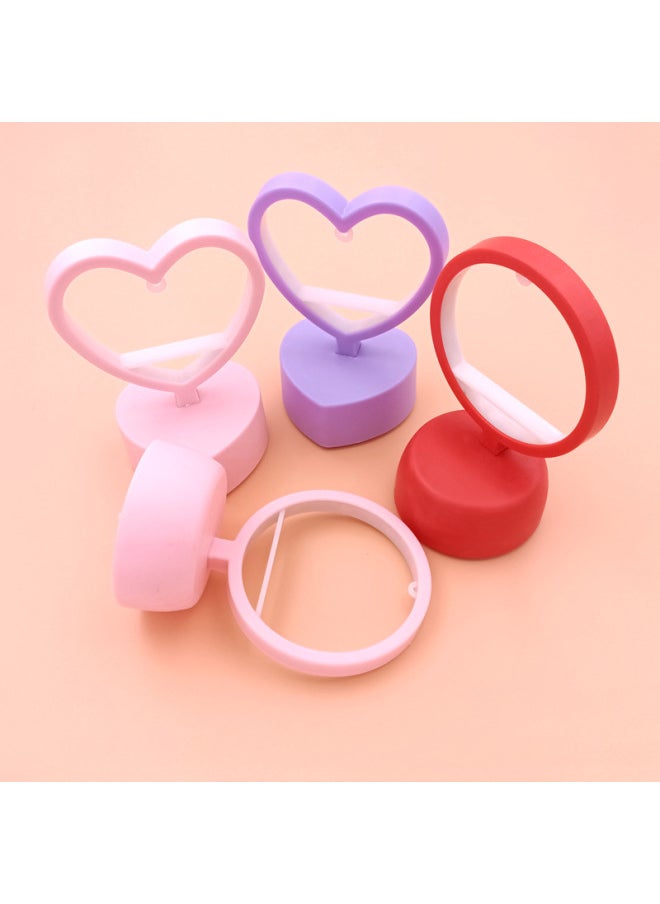 Macron Color Night Light Handmade DIY Heart-shaped Round Desktop Table Lamp Luminous Toys Wholesale-Color:White Heart Shape Without Battery