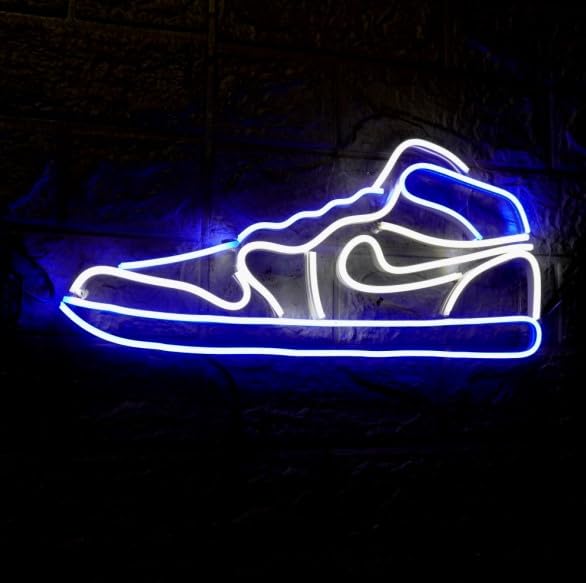 Wall Mitra Wall Mitra Sneaker Neon Sign Sports Shoe Neon Signs for Wall LED Sign Light for Bedroom Man Cave Home Neon Wall Sign Shoe Light up Sign Decor12x18 blue white - Image 1