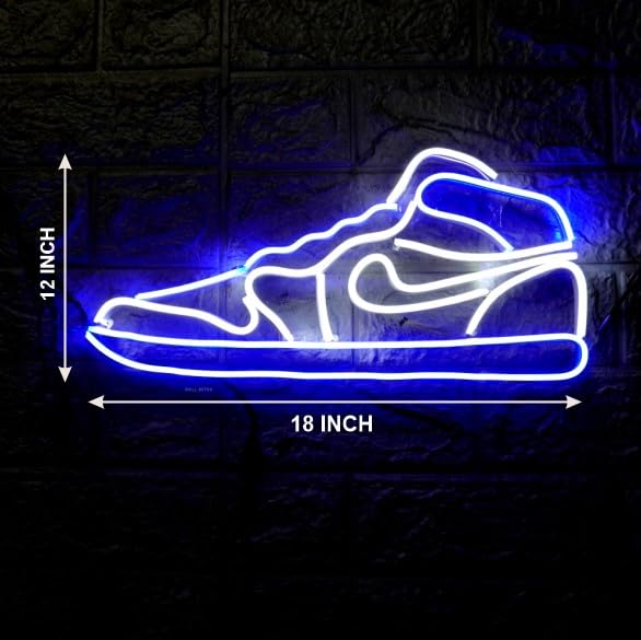 Wall Mitra Wall Mitra Sneaker Neon Sign Sports Shoe Neon Signs for Wall LED Sign Light for Bedroom Man Cave Home Neon Wall Sign Shoe Light up Sign Decor12x18 blue white - Image 2