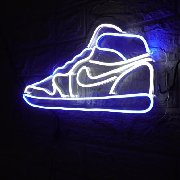 Wall Mitra Wall Mitra Sneaker Neon Sign Sports Shoe Neon Signs for Wall LED Sign Light for Bedroom Man Cave Home Neon Wall Sign Shoe Light up Sign Decor12x18 blue white - Image 4