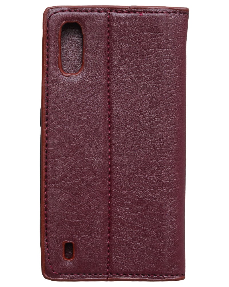 Leather Flip Mobile Phone Case for Samsung Galaxy A01 - Burgundy - Image 3