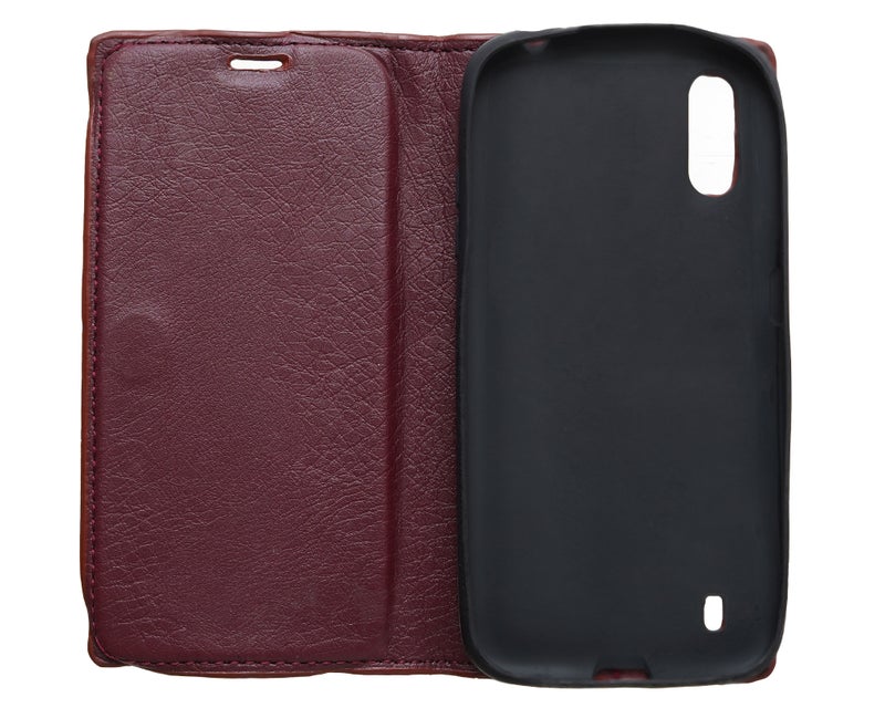 Leather Flip Mobile Phone Case for Samsung Galaxy A01 - Burgundy - Image 2